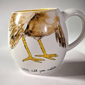 Rae Dunn Coffee Mug by Magneta Thanksgiving GOBBLE TILL YOU WOBBLE 16 oz Round
